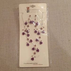 Pretty Purple Floral Jewelry Set